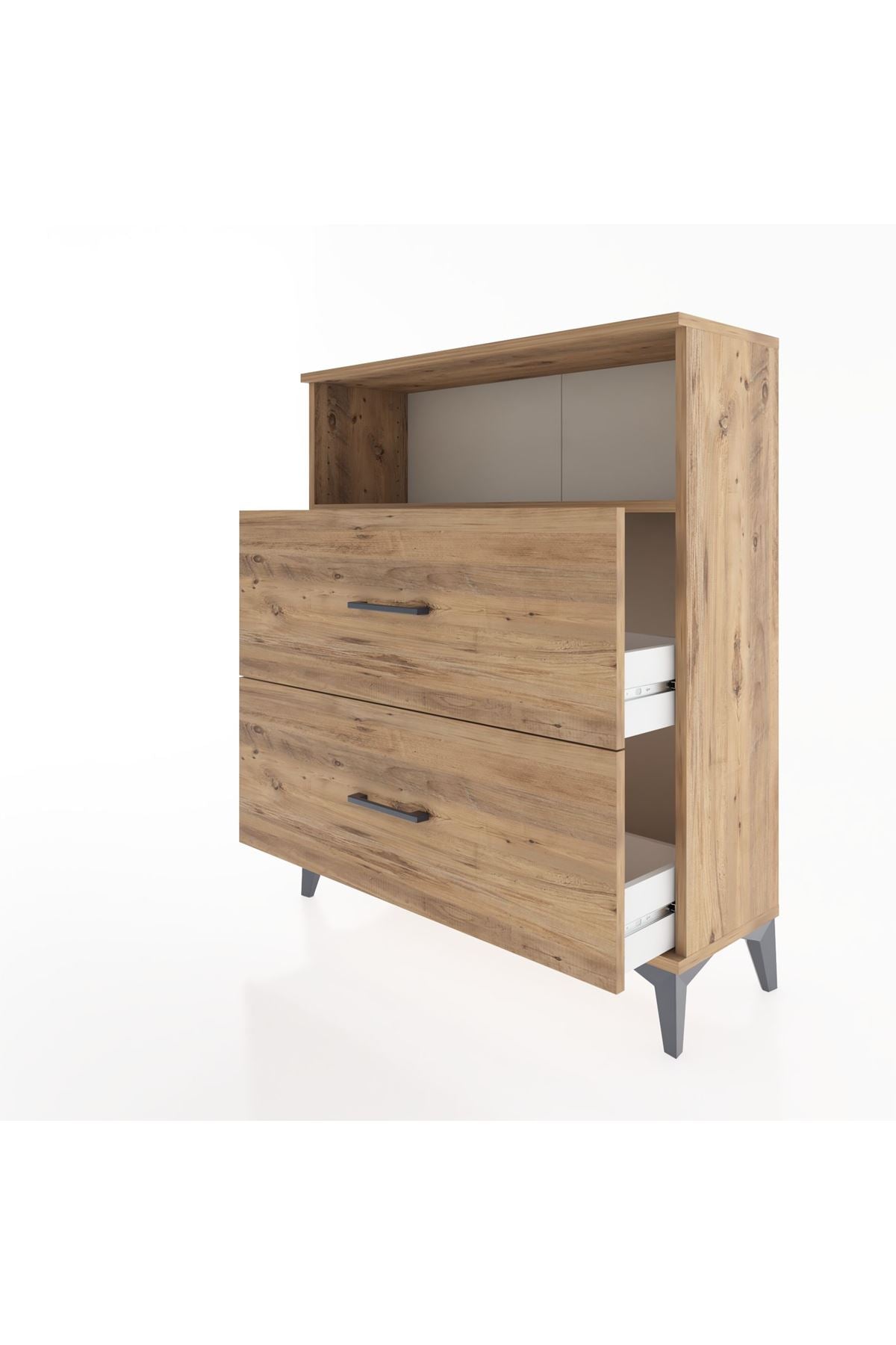 Arges Şifonyer Tek Raflı 2 Çekmeceli 88x30x106 Çam-Çam