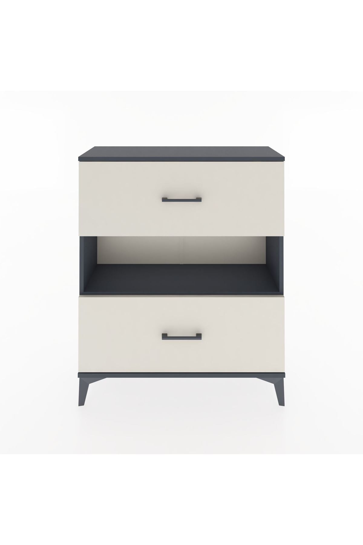 Arges Şifonyer Tek Raflı 2 Çekmeceli 88x30x106 Antrasit-Aytaşı