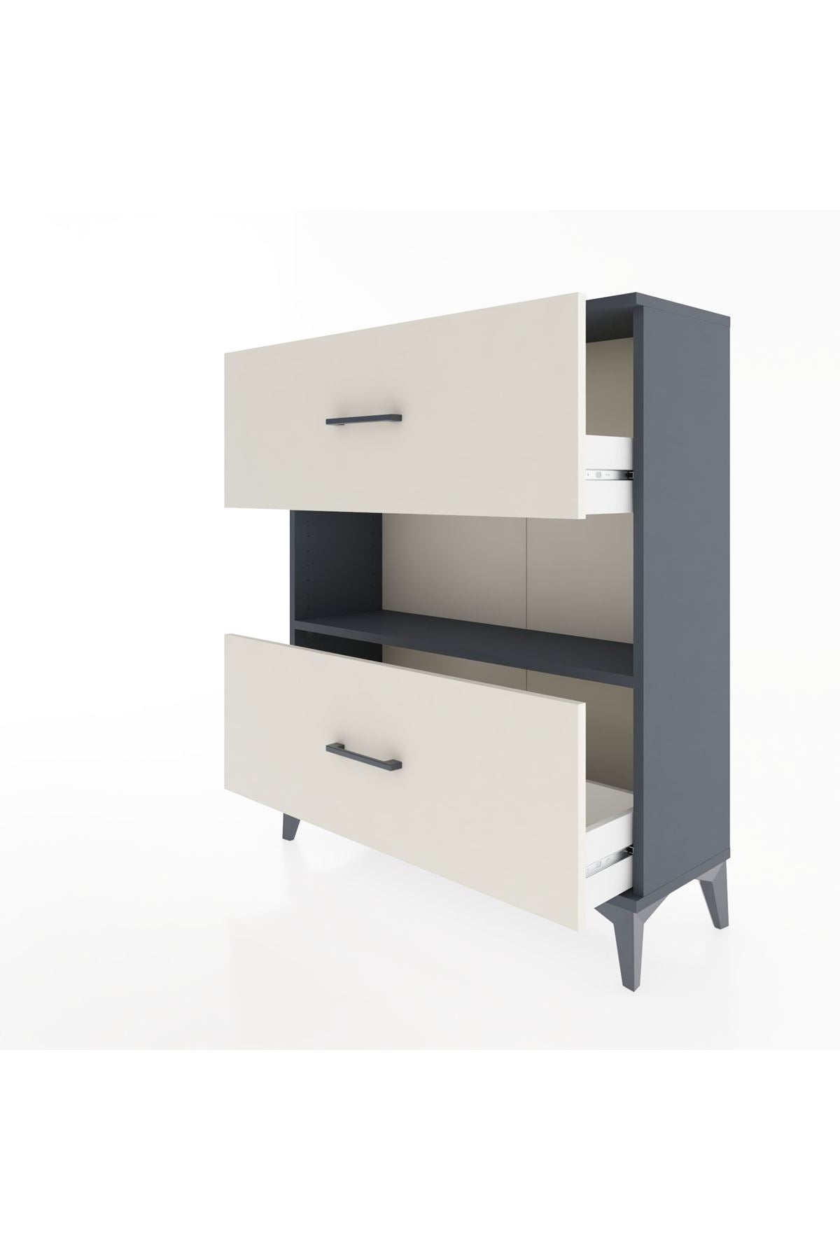 Arges Şifonyer Tek Raflı 2 Çekmeceli 88x30x106 Antrasit-Aytaşı