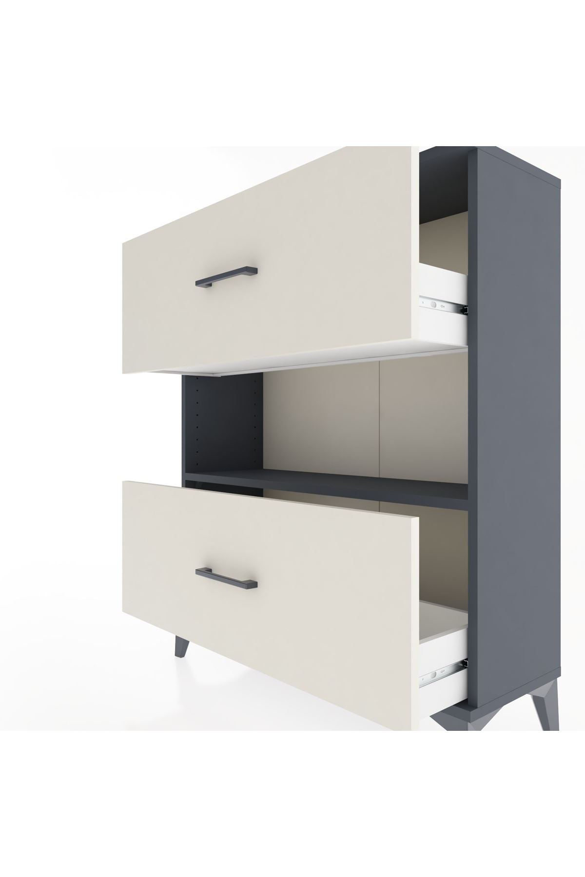 Arges Şifonyer Tek Raflı 2 Çekmeceli 88x30x106 Antrasit-Aytaşı