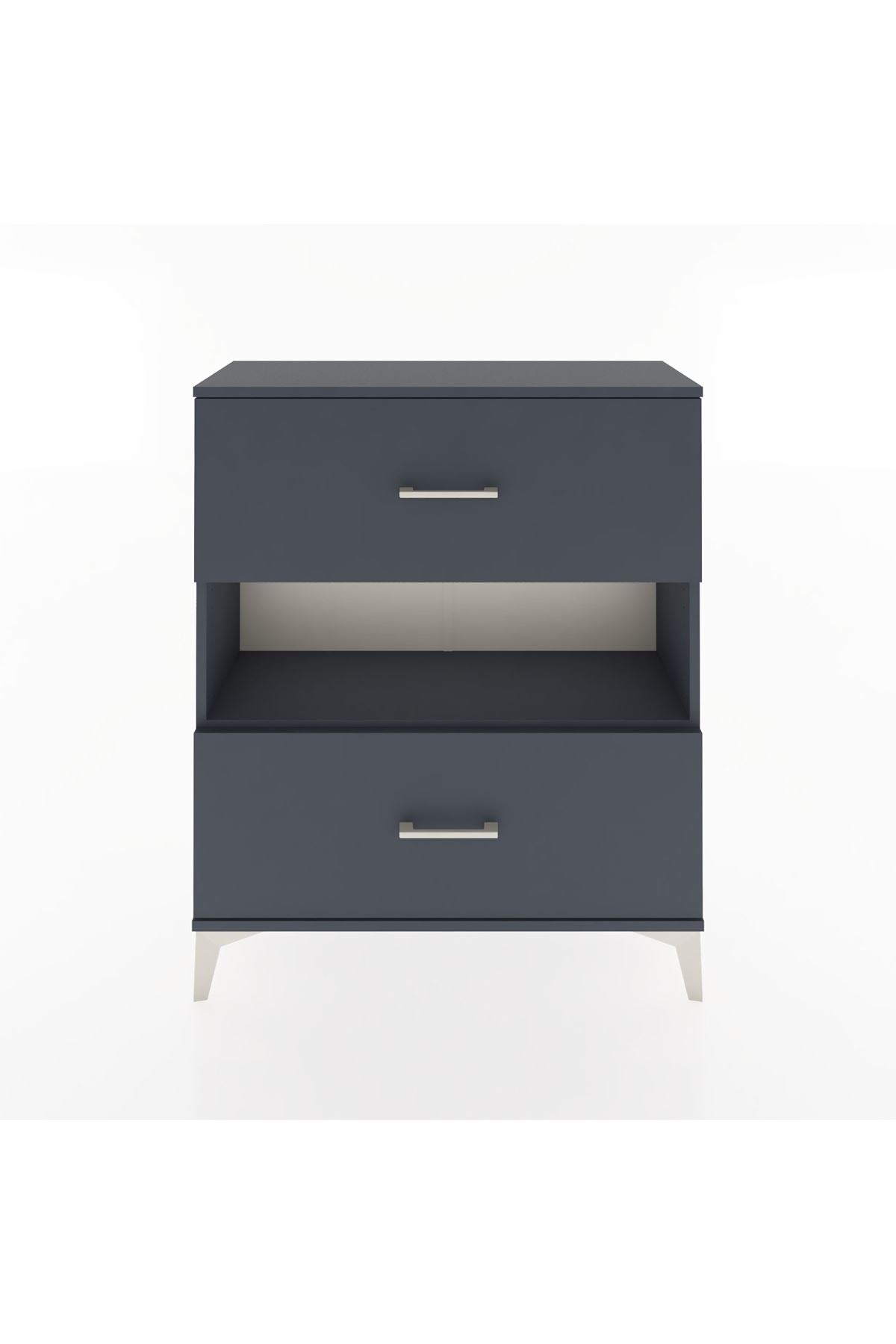 Arges Şifonyer Tek Raflı 2 Çekmeceli 88x30x106 Antrasit-Antrasit