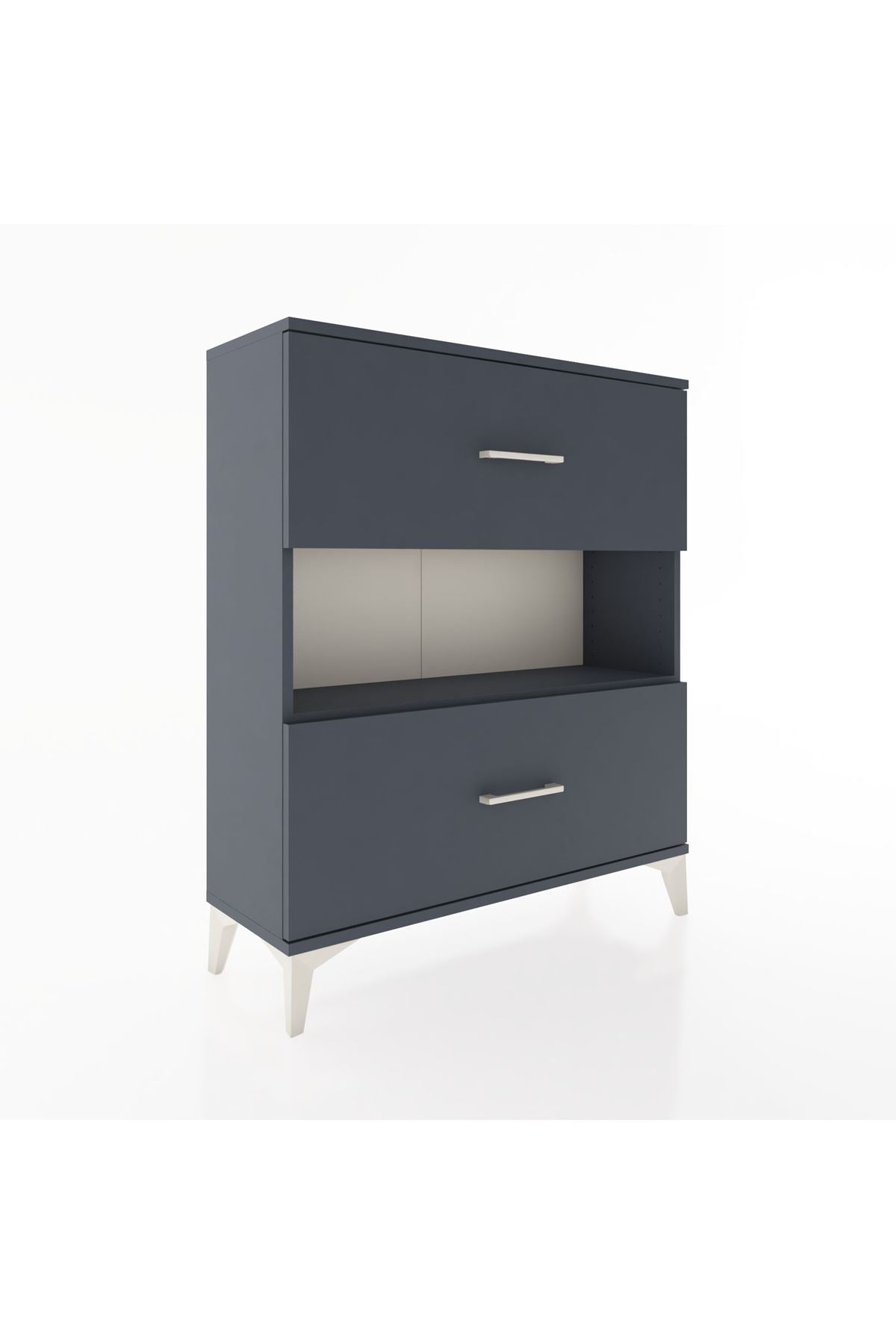 Arges Şifonyer Tek Raflı 2 Çekmeceli 88x30x106 Antrasit-Antrasit