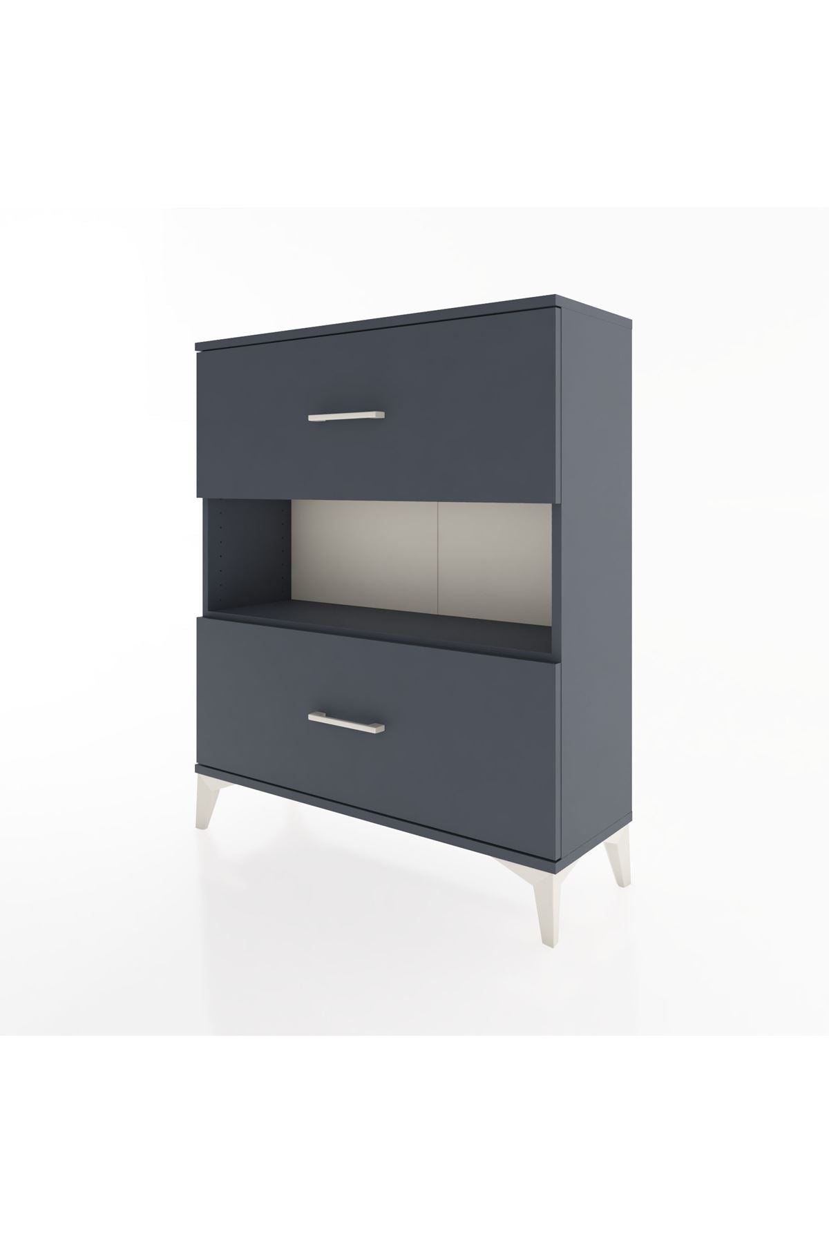 Arges Şifonyer Tek Raflı 2 Çekmeceli 88x30x106 Antrasit-Antrasit