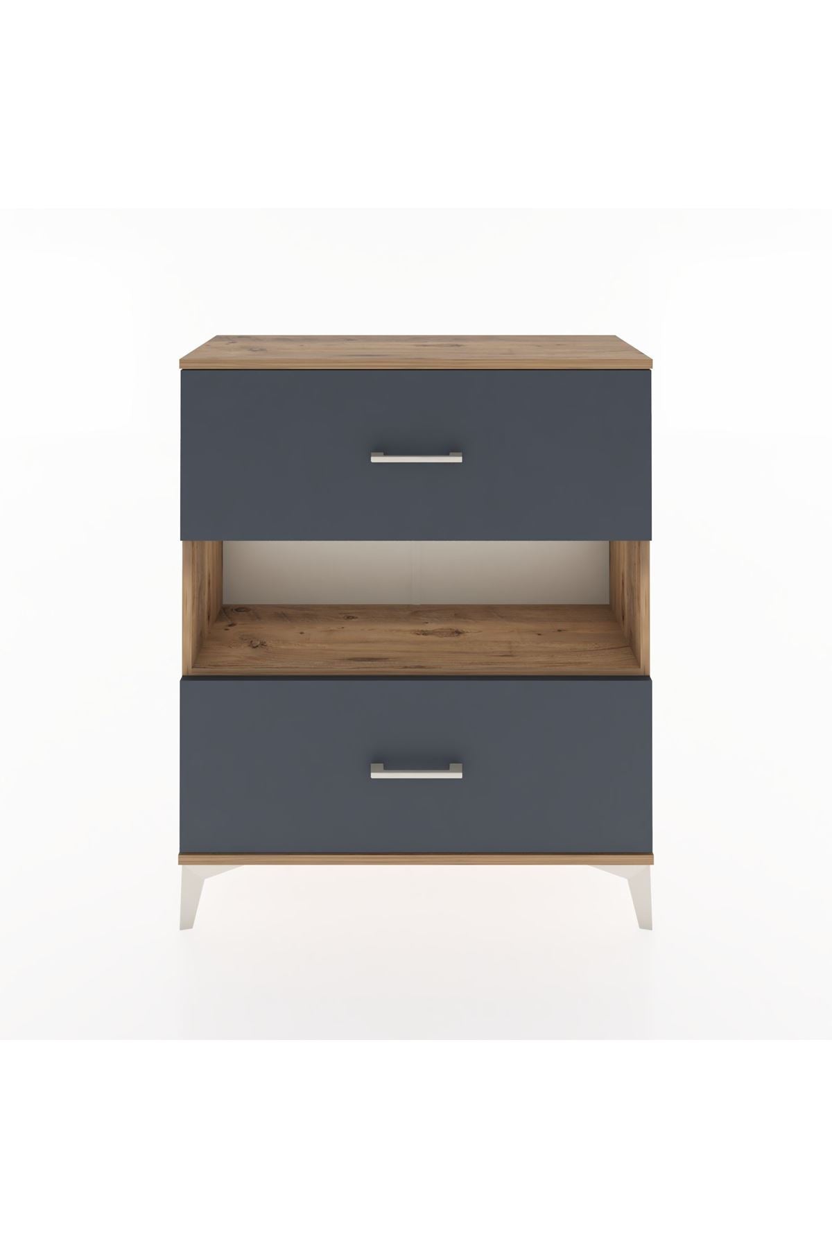 Arges Şifonyer Tek Raflı 2 Çekmeceli 88x30x106 Çam-Antrasit