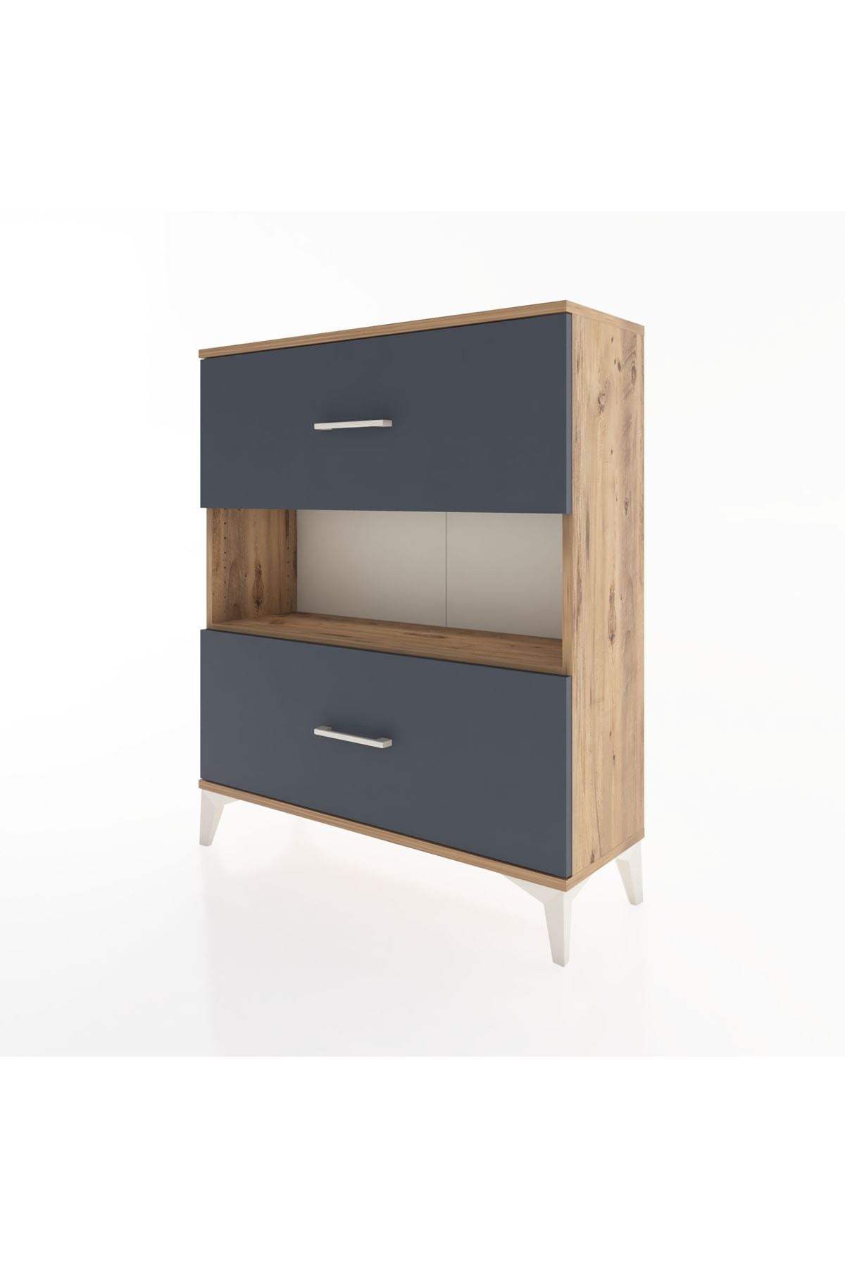 Arges Şifonyer Tek Raflı 2 Çekmeceli 88x30x106 Çam-Antrasit