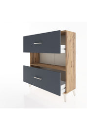 Arges Şifonyer Tek Raflı 2 Çekmeceli 88x30x106 Çam-Antrasit