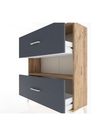 Arges Şifonyer Tek Raflı 2 Çekmeceli 88x30x106 Çam-Antrasit