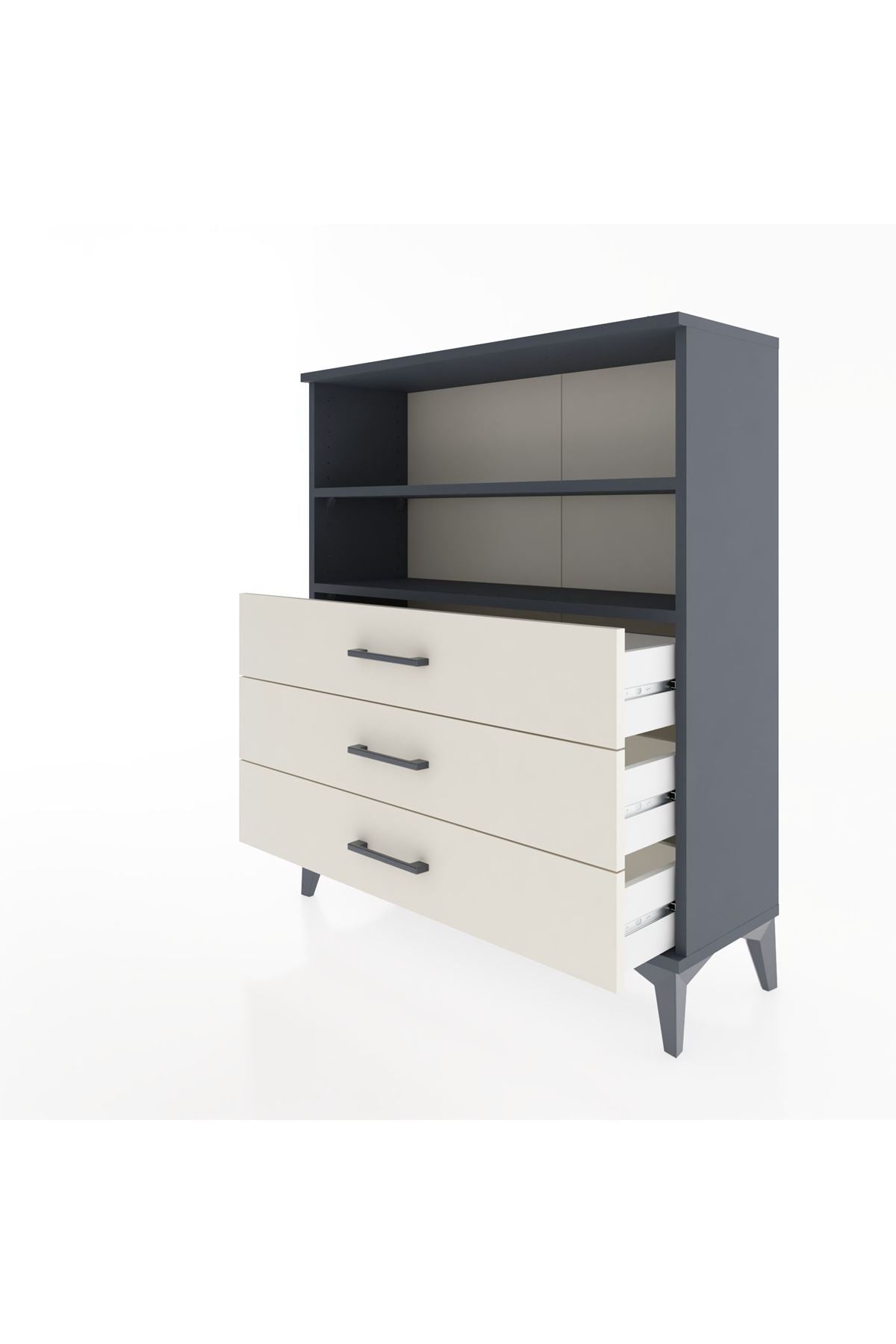 Arges Şifonyer 2 Raflı 3 Çekmeceli 88x30x106 Antrasit-Aytaşı