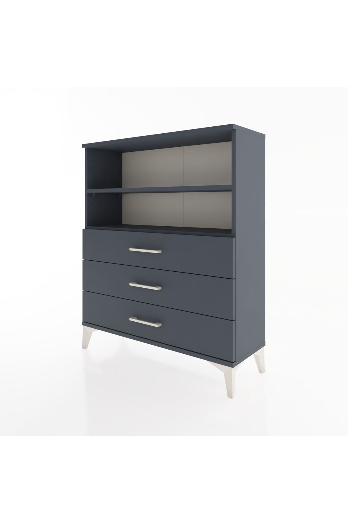 Arges Şifonyer 2 Raflı 3 Çekmeceli 88x30x106 Antrasit-Antrasit
