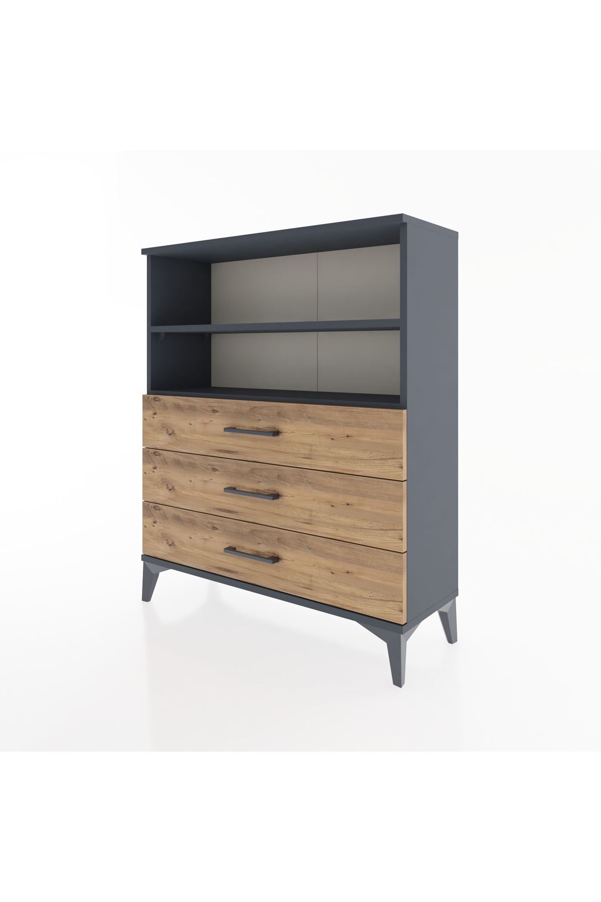 Arges Şifonyer 2 Raflı 3 Çekmeceli 88x30x106 Antrasit-Çam