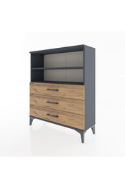 Arges Şifonyer 2 Raflı 3 Çekmeceli 88x30x106 Antrasit-Çam