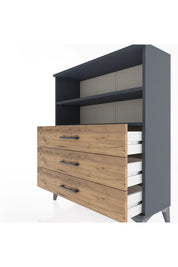 Arges Şifonyer 2 Raflı 3 Çekmeceli 88x30x106 Antrasit-Çam