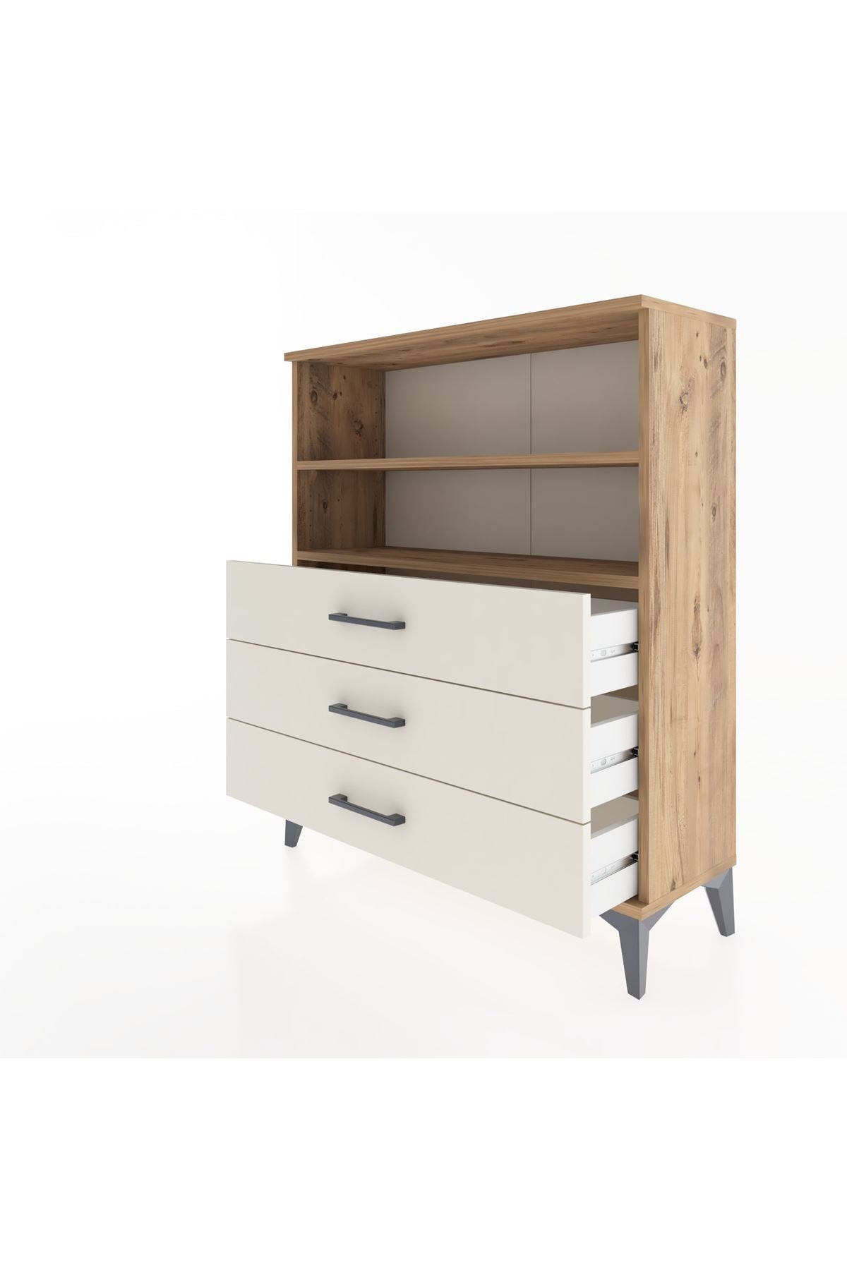 Arges Şifonyer 2 Raflı 3 Çekmeceli 88x30x106 Çam-Aytaşı