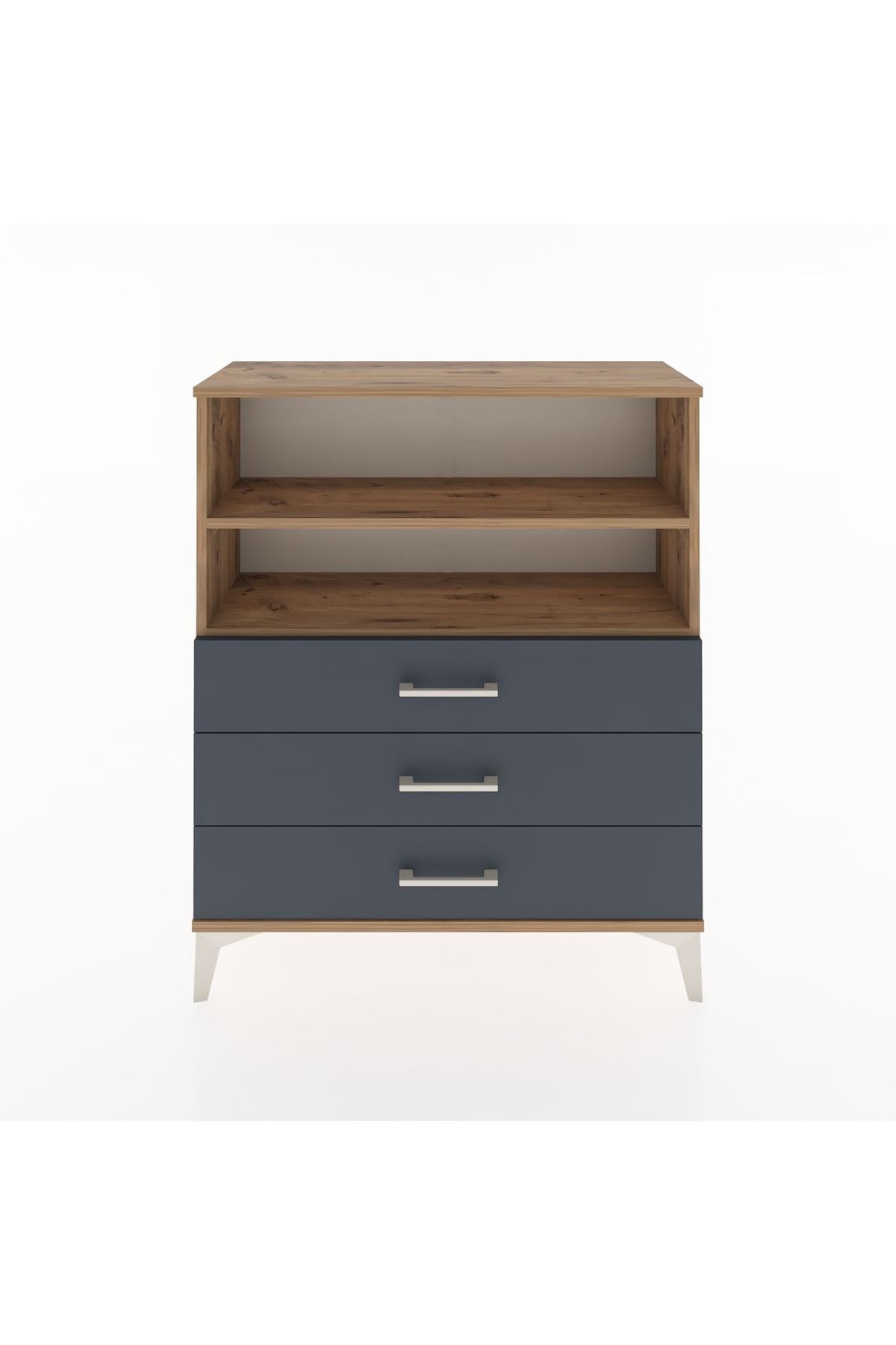 Arges Şifonyer 2 Raflı 3 Çekmeceli 88x30x106 Çam-Antrasit