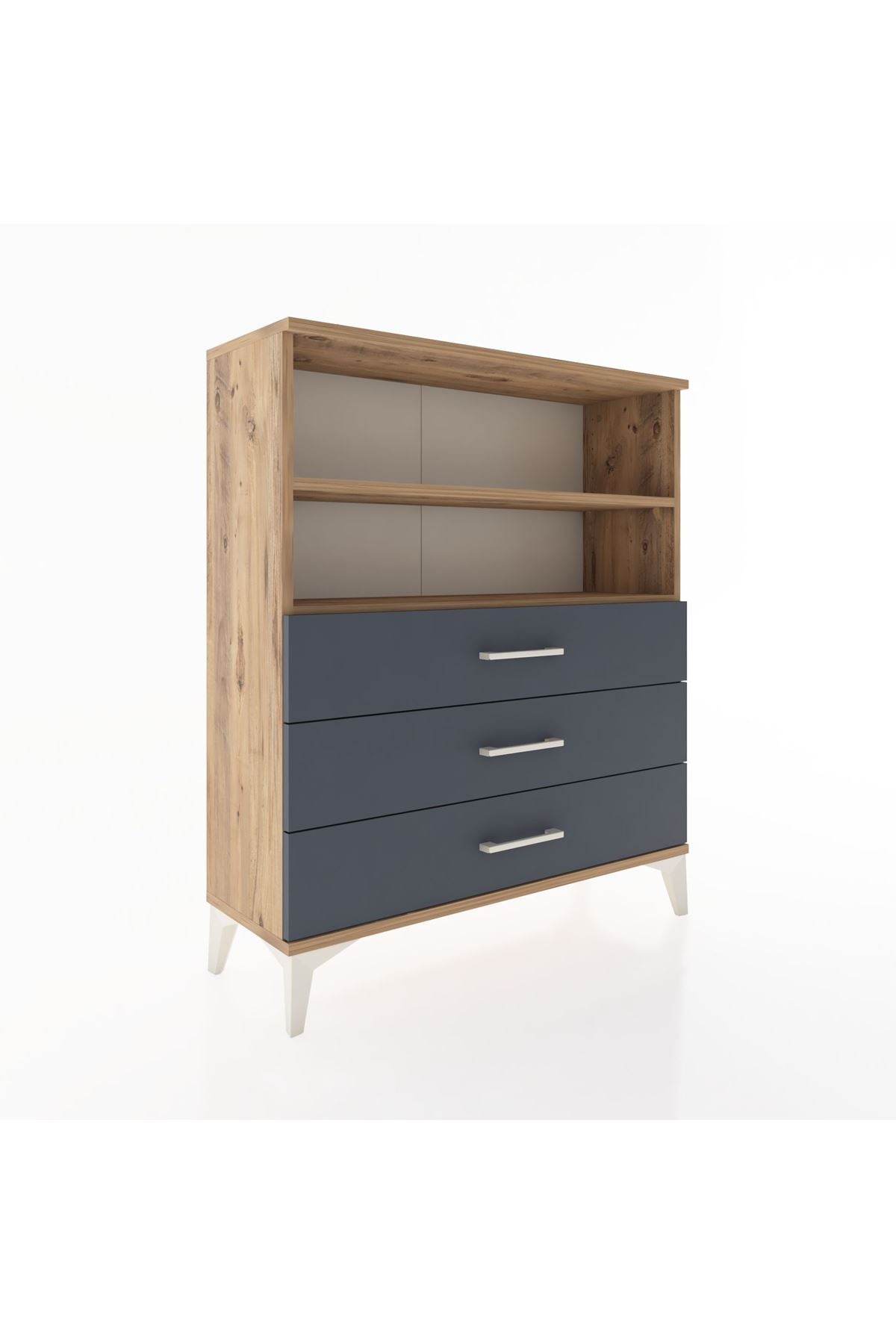 Arges Şifonyer 2 Raflı 3 Çekmeceli 88x30x106 Çam-Antrasit