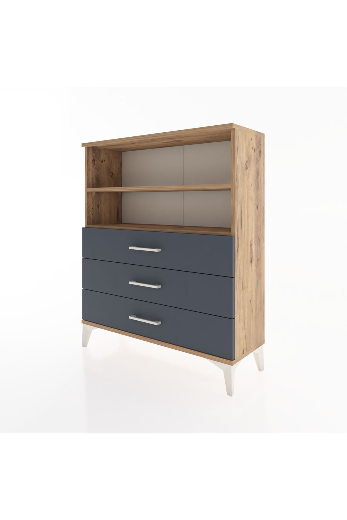 Arges Şifonyer 2 Raflı 3 Çekmeceli 88x30x106 Çam-Antrasit