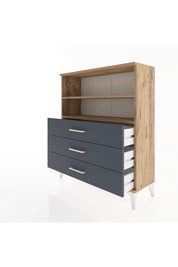 Arges Şifonyer 2 Raflı 3 Çekmeceli 88x30x106 Çam-Antrasit
