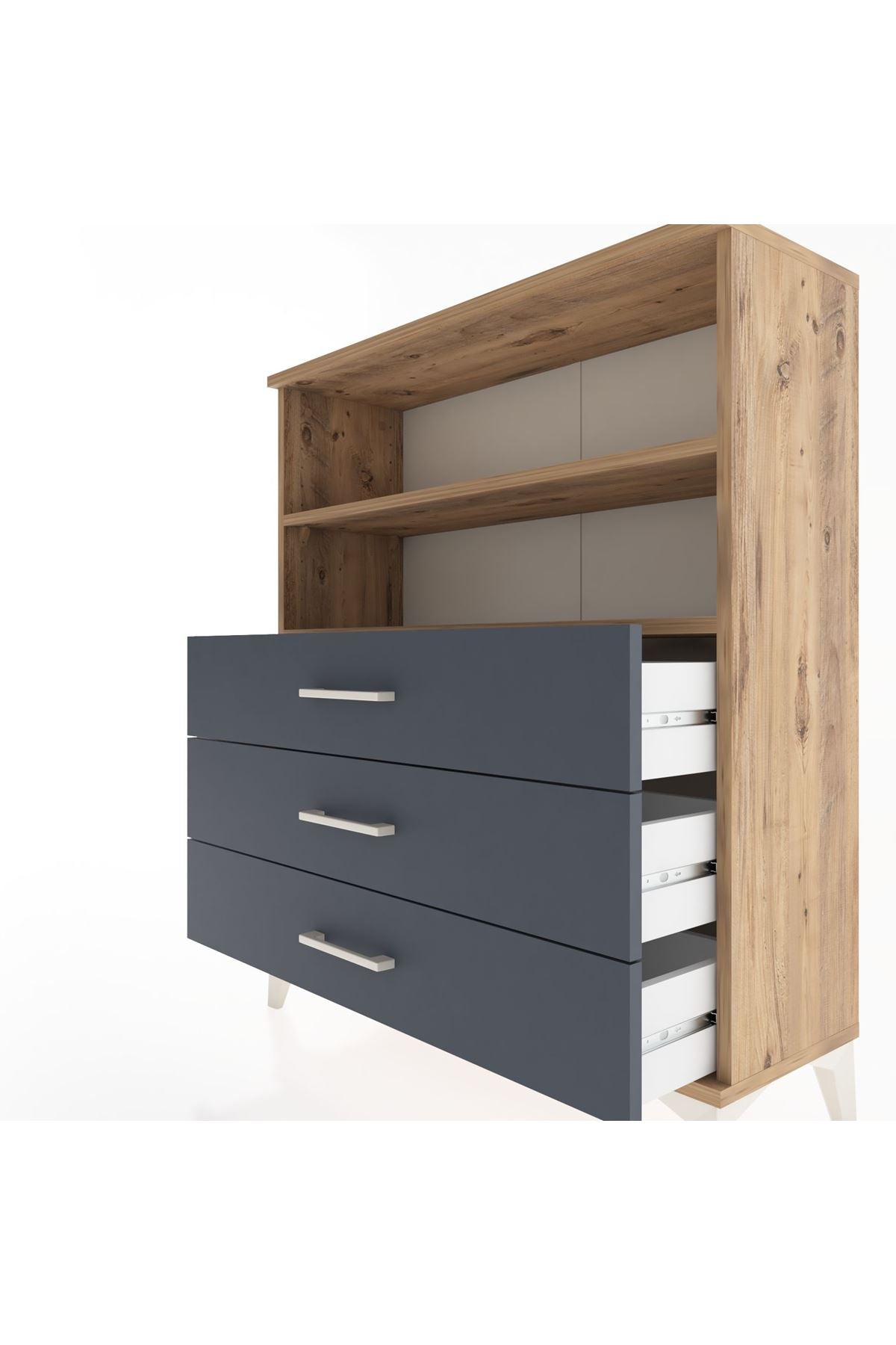 Arges Şifonyer 2 Raflı 3 Çekmeceli 88x30x106 Çam-Antrasit