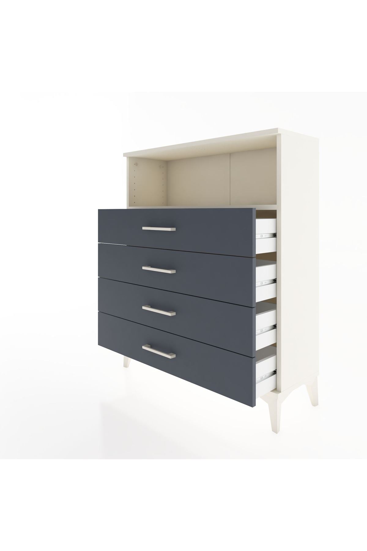 Arges Şifonyer Tek Raflı 4 Çekmeceli 88x30x106 Aytaşı-Antrasit