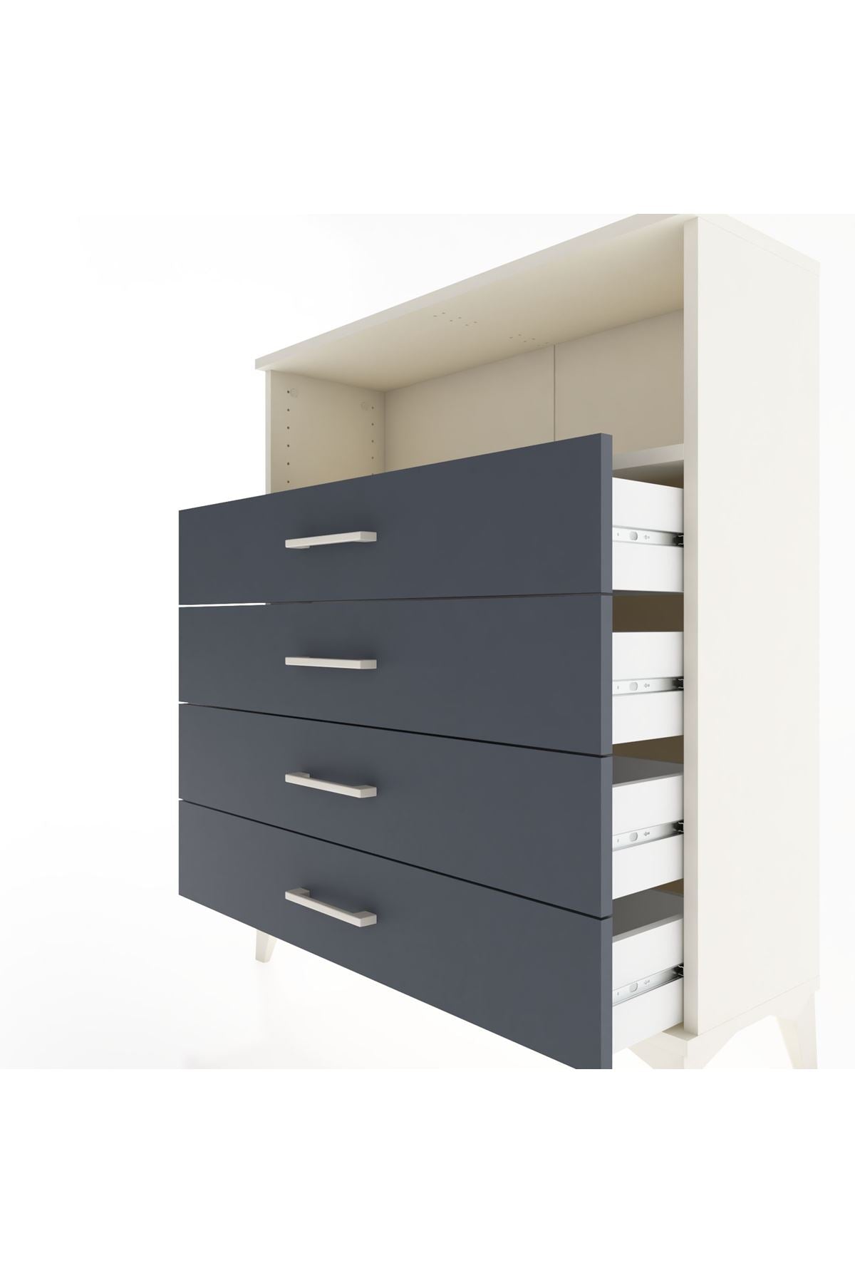 Arges Şifonyer Tek Raflı 4 Çekmeceli 88x30x106 Aytaşı-Antrasit