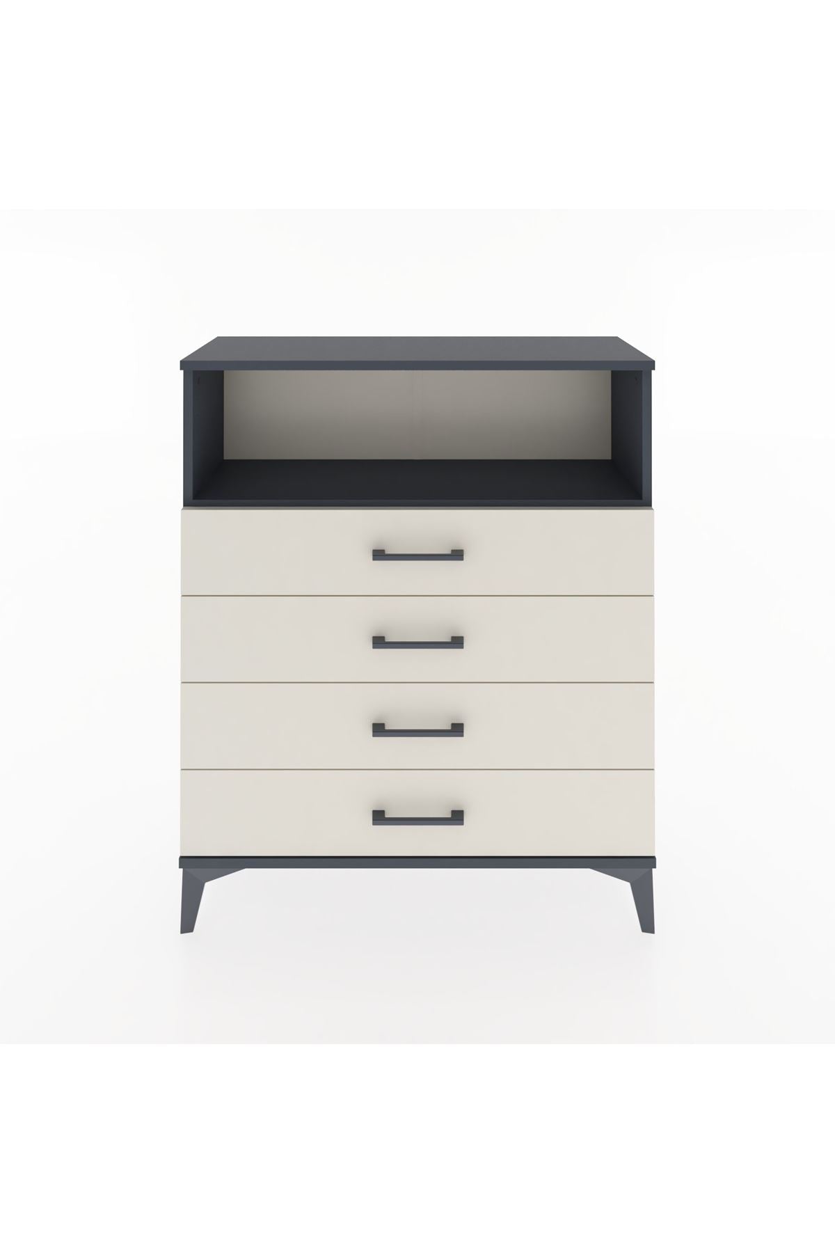 Arges Şifonyer Tek Raflı 4 Çekmeceli 88x30x106 Antrasit-Aytaşı