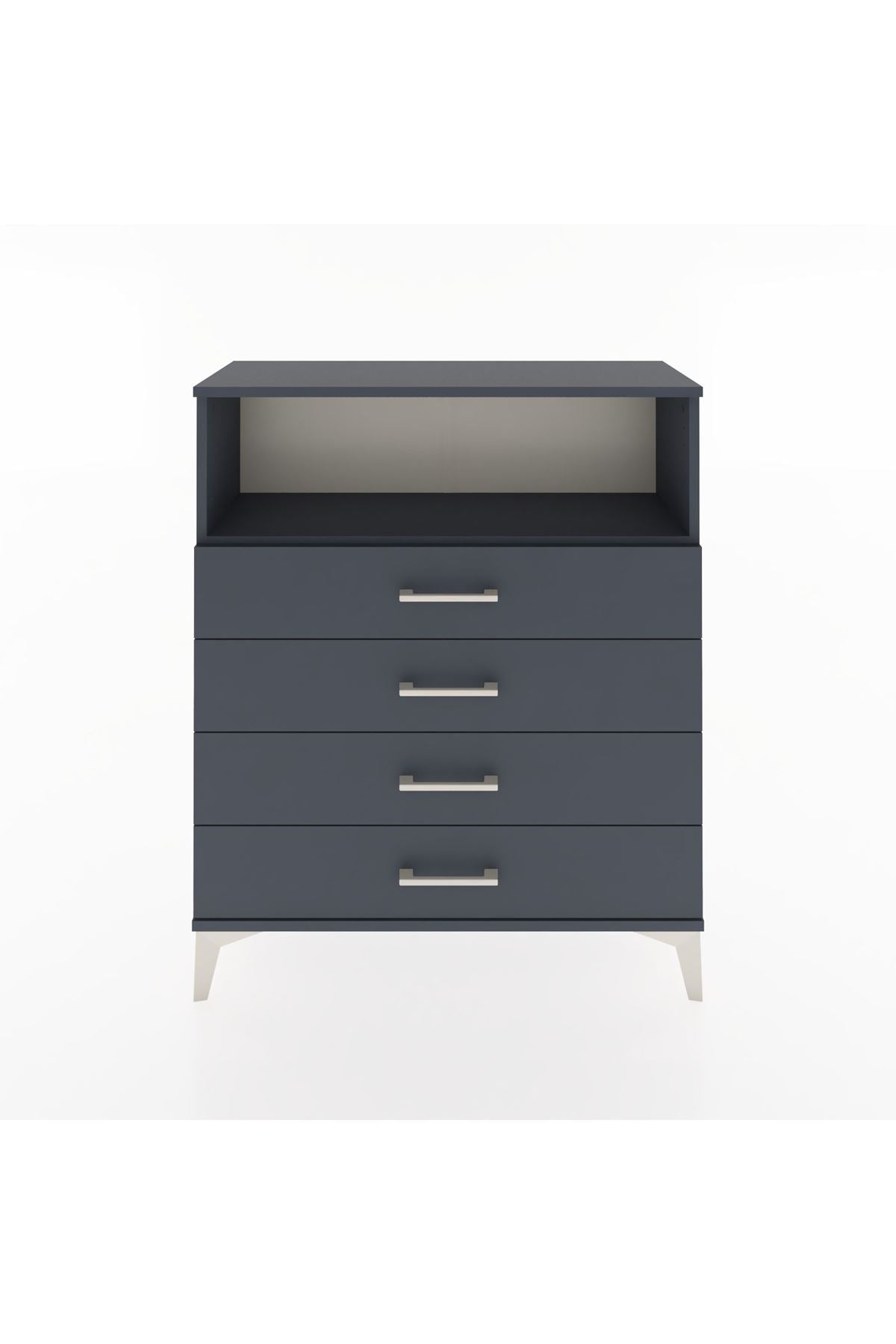 Arges Şifonyer Tek Raflı 4 Çekmeceli 88x30x106 Antrasit-Antrasit