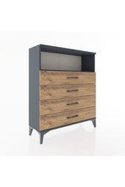 Arges Şifonyer Tek Raflı 4 Çekmeceli 88x30x106 Antrasit-Çam