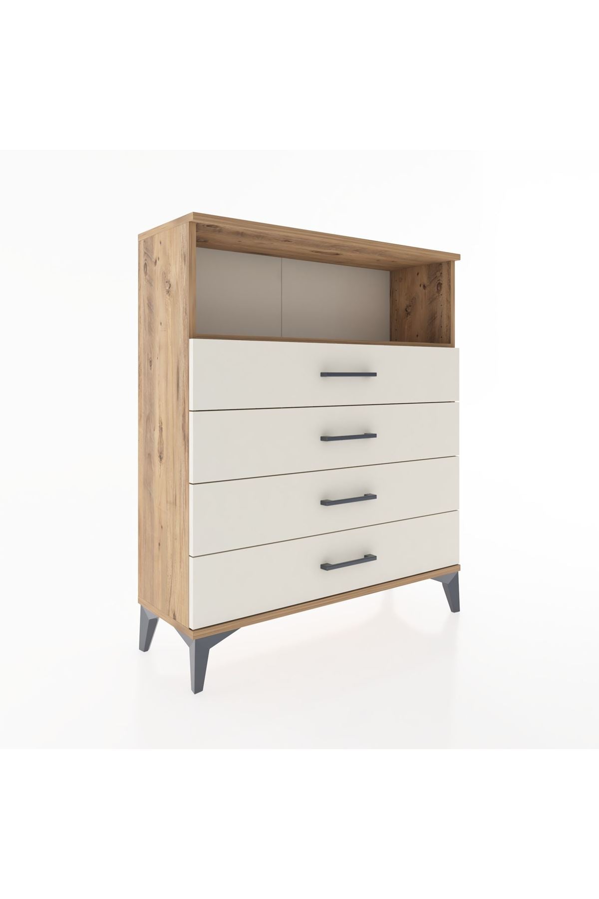 Arges Şifonyer Tek Raflı 4 Çekmeceli 88x30x106 Çam-Aytaşı