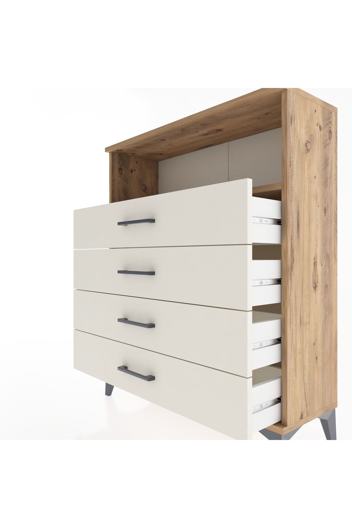 Arges Şifonyer Tek Raflı 4 Çekmeceli 88x30x106 Çam-Aytaşı