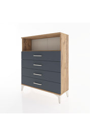 Arges Şifonyer Tek Raflı 4 Çekmeceli 88x30x106 Çam-Antrasit