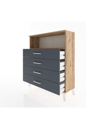 Arges Şifonyer Tek Raflı 4 Çekmeceli 88x30x106 Çam-Antrasit