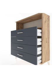 Arges Şifonyer Tek Raflı 4 Çekmeceli 88x30x106 Çam-Antrasit