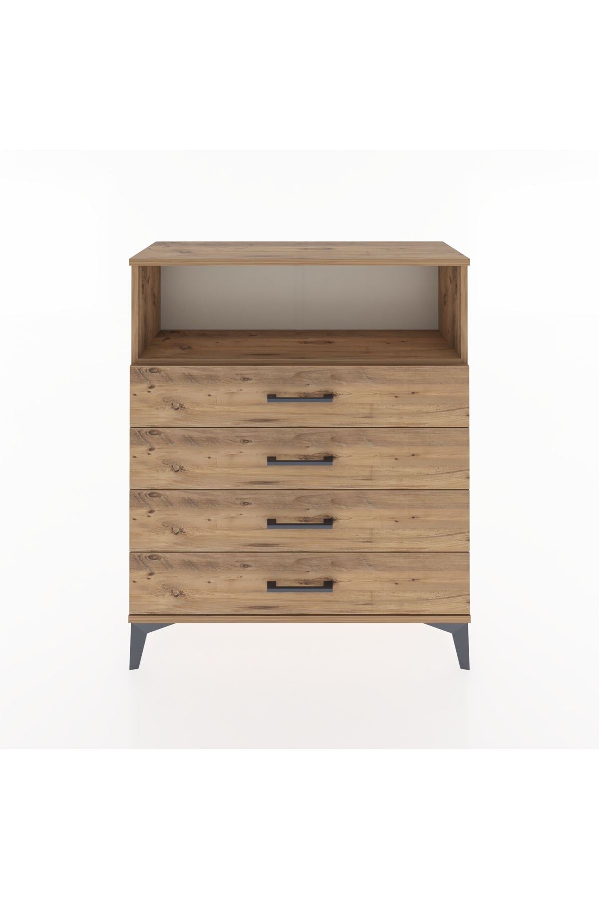 Arges Şifonyer Tek Raflı 4 Çekmeceli 88x30x106 Çam-Çam