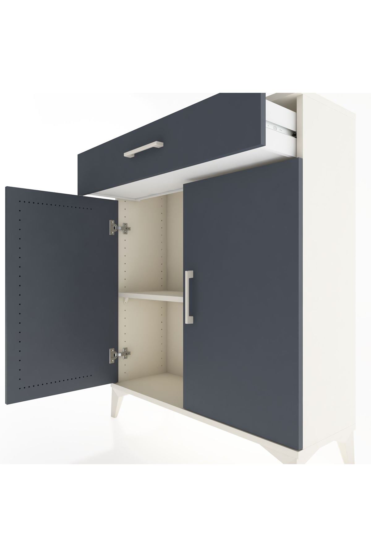 Arges Şifonyer Tek Raflı Tek Çekmeceli 2 Kapaklı 88x30x106 Aytaşı-Antrasit