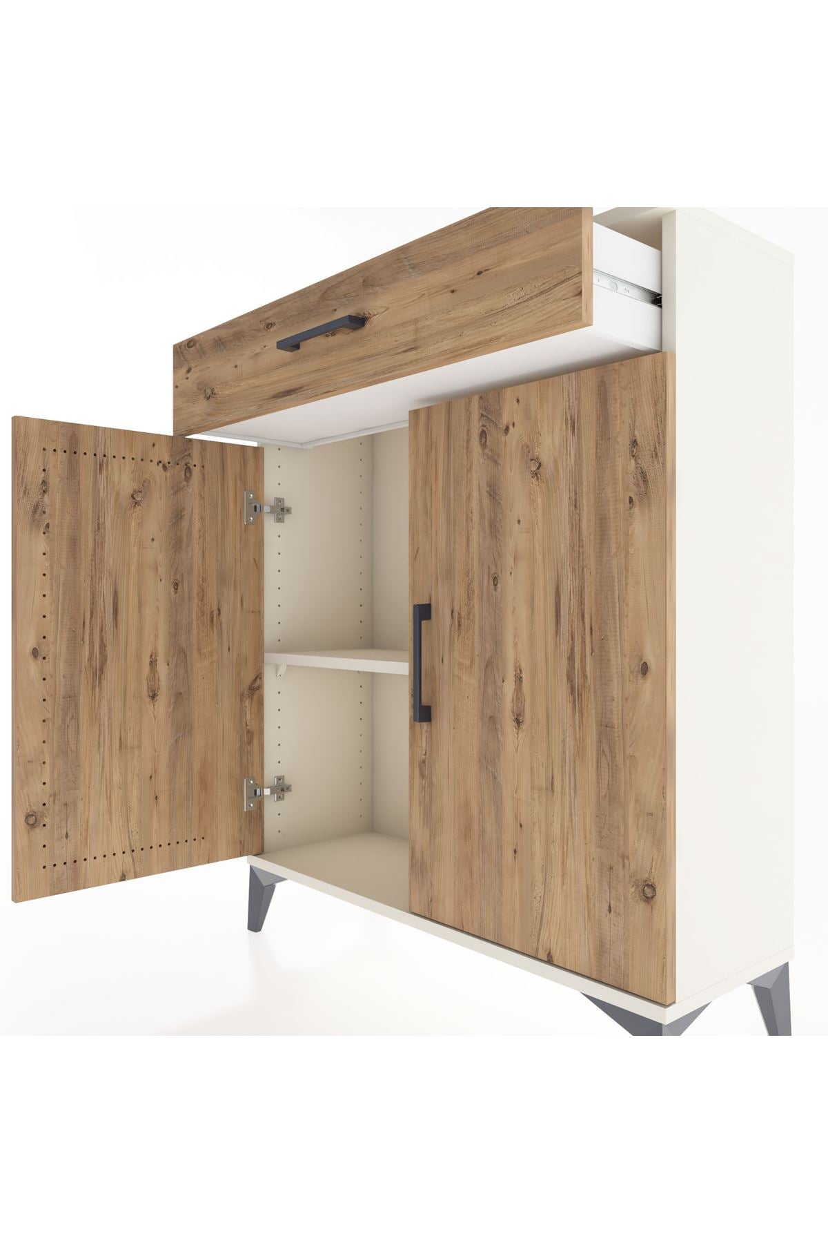 Arges Şifonyer Tek Raflı Tek Çekmeceli 2 Kapaklı 88x30x106 Aytaşı-Çam