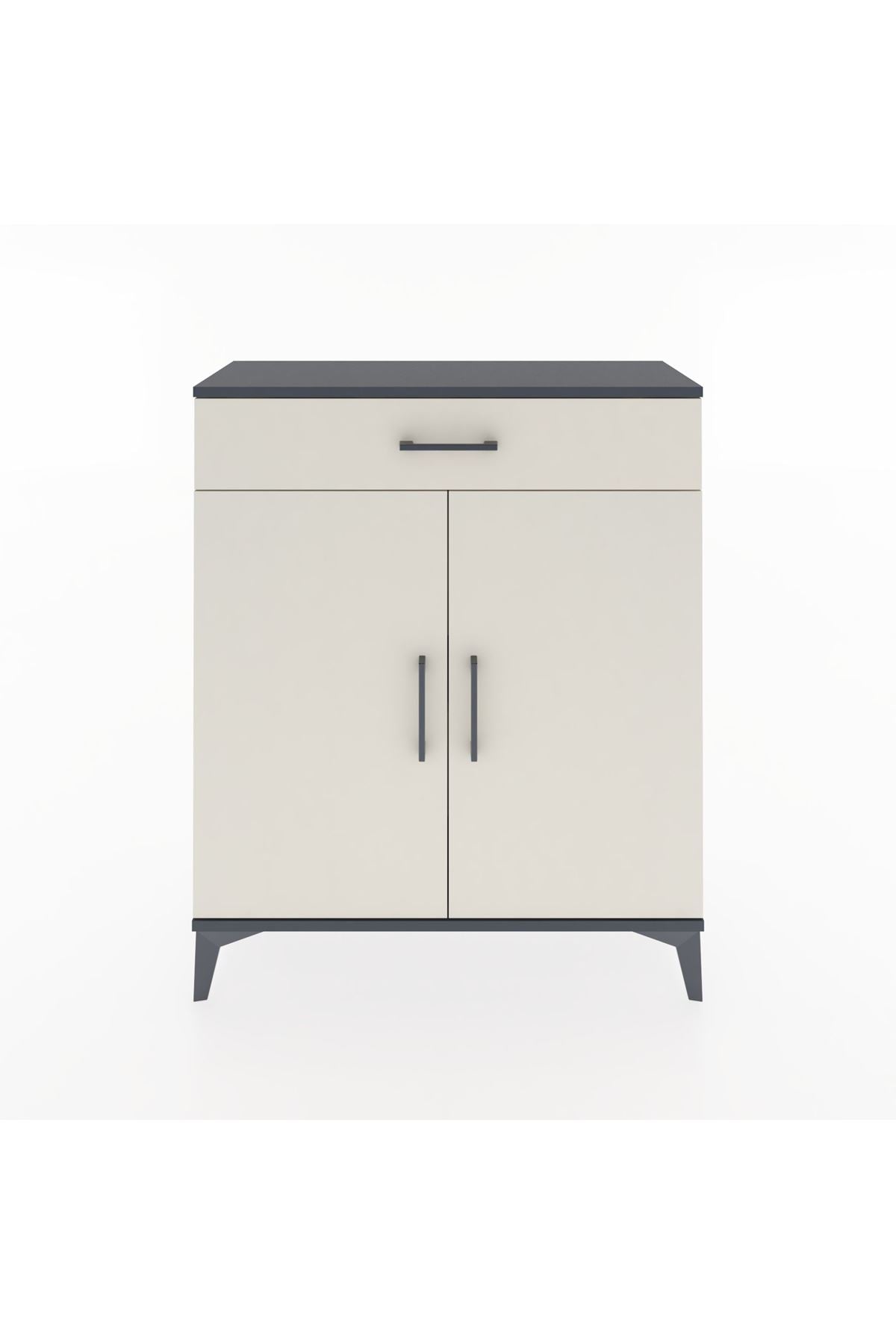 Arges Şifonyer Tek Raflı Tek Çekmeceli 2 Kapaklı 88x30x106 Antrasit-Aytaşı