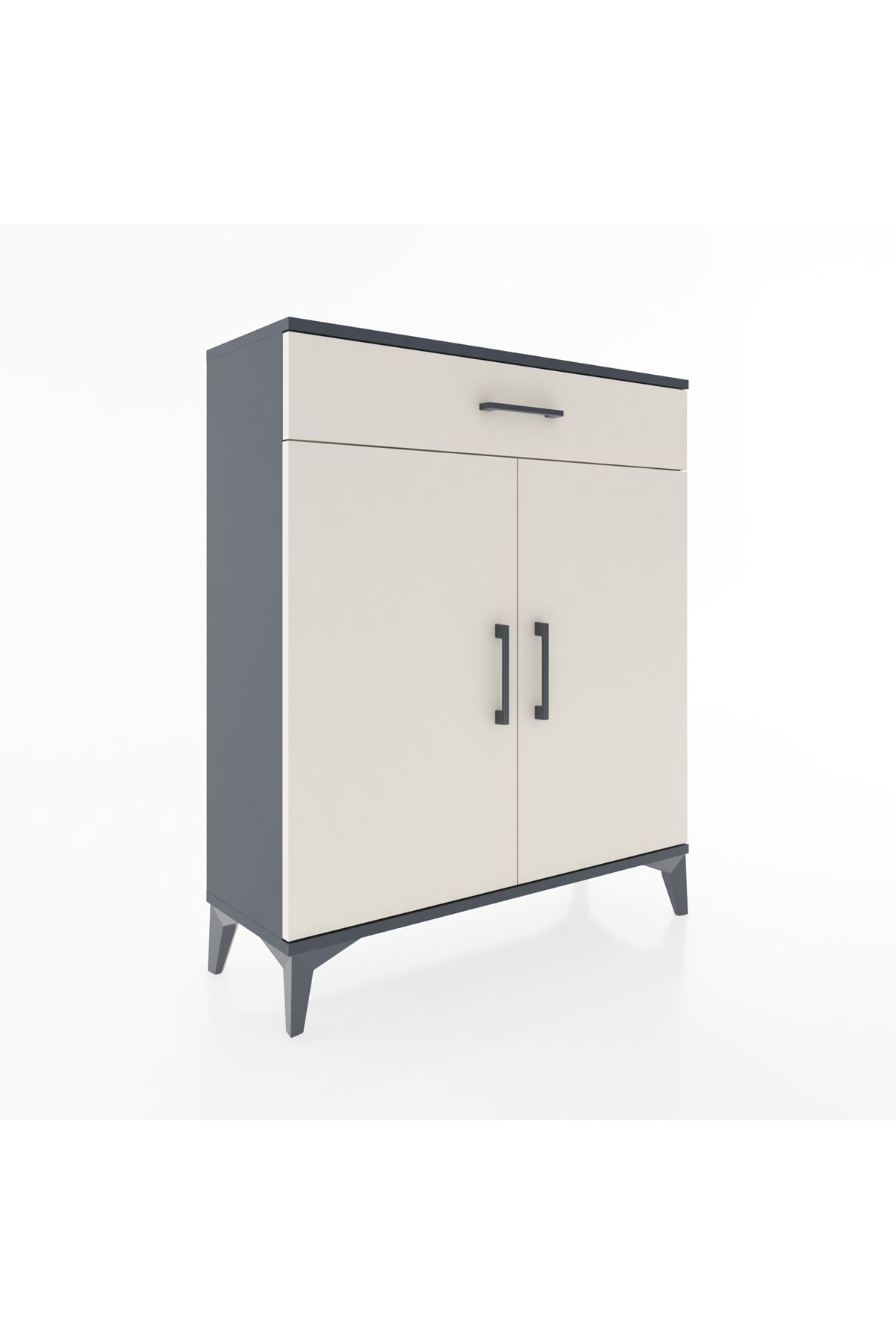 Arges Şifonyer Tek Raflı Tek Çekmeceli 2 Kapaklı 88x30x106 Antrasit-Aytaşı