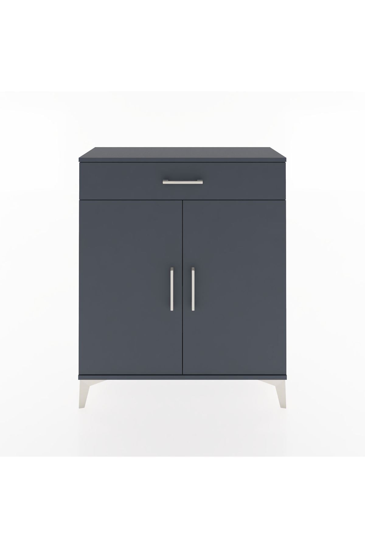 Arges Şifonyer Tek Raflı Tek Çekmeceli 2 Kapaklı 88x30x106 Antrasit-Antrasit