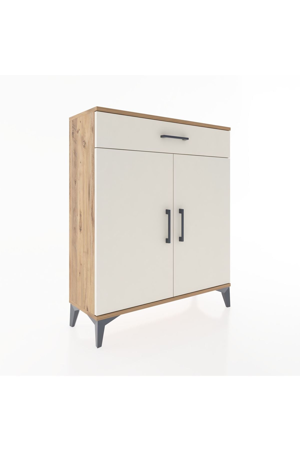 Arges Şifonyer Tek Raflı Tek Çekmeceli 2 Kapaklı 88x30x106 Çam-Aytaşı