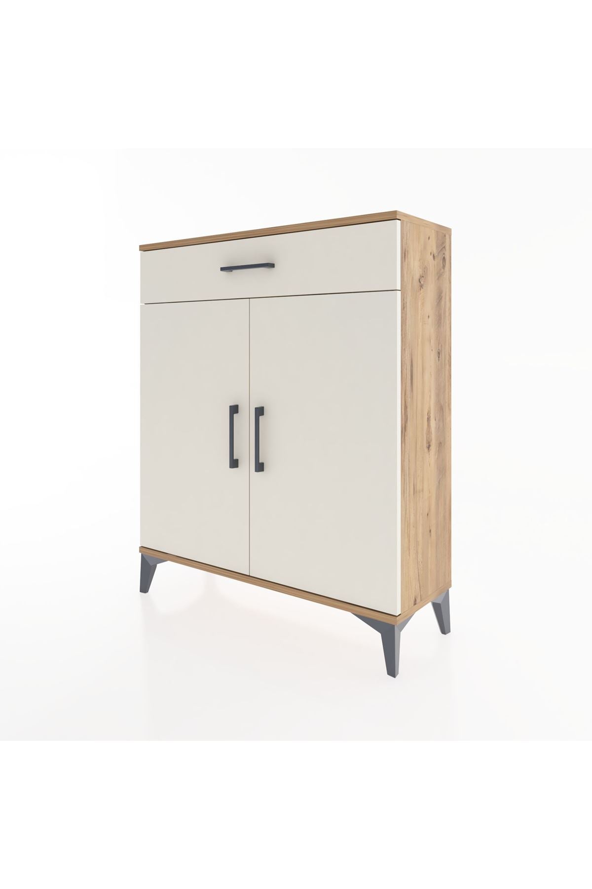 Arges Şifonyer Tek Raflı Tek Çekmeceli 2 Kapaklı 88x30x106 Çam-Aytaşı