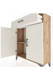 Arges Şifonyer Tek Raflı Tek Çekmeceli 2 Kapaklı 88x30x106 Çam-Aytaşı