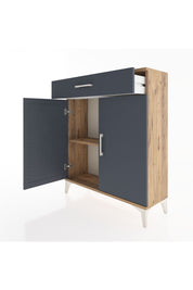 Arges Şifonyer Tek Raflı Tek Çekmeceli 2 Kapaklı 88x30x106 Çam-Antrasit