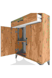 Arges Şifonyer Tek Raflı Tek Çekmeceli 2 Kapaklı 88x30x106 Çam-Çam