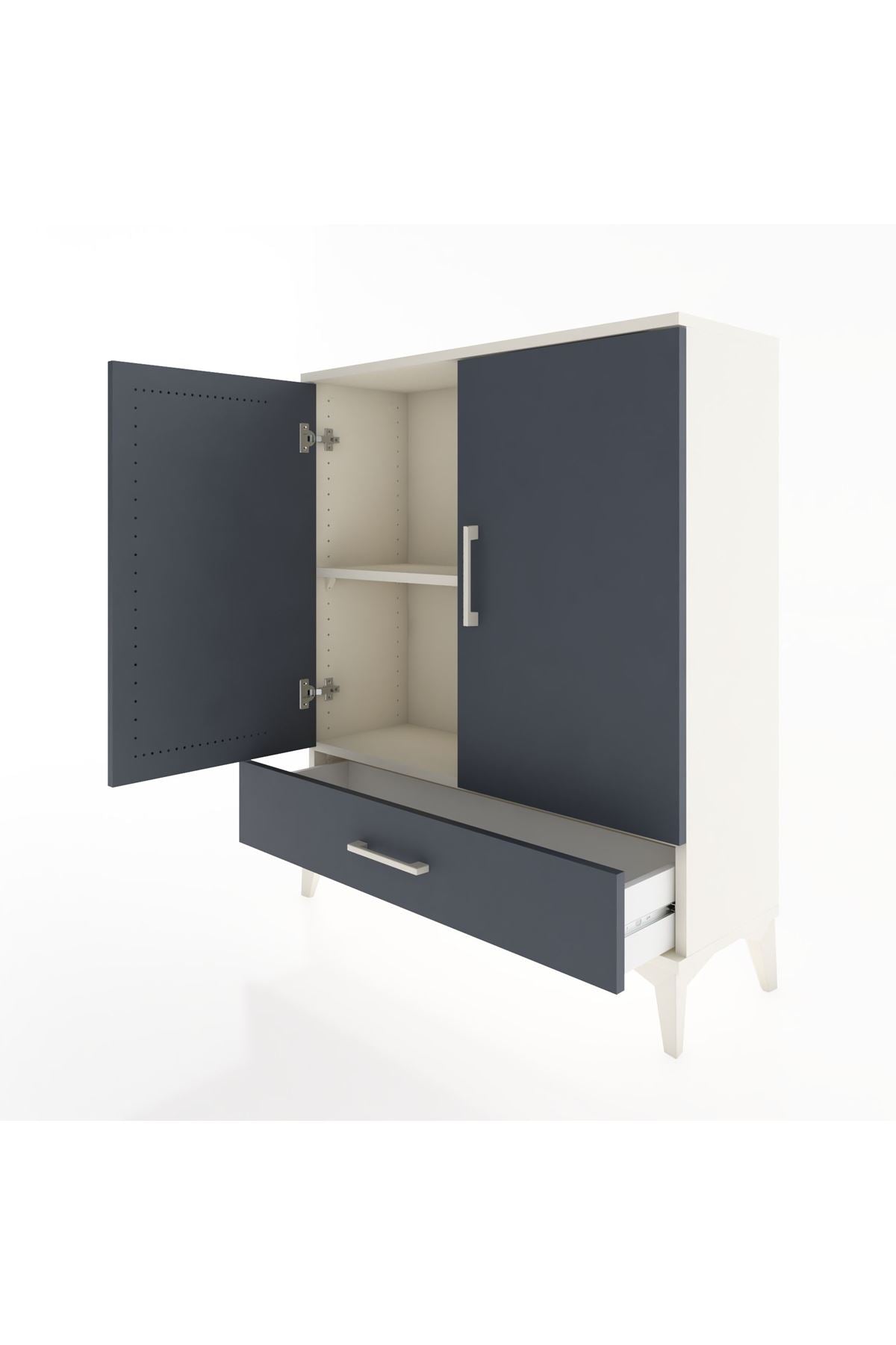 Arges Şifonyer 2 Raflı Tek Çekmeceli 2 Kapaklı 88x30x106 Aytaşı-Antrasit