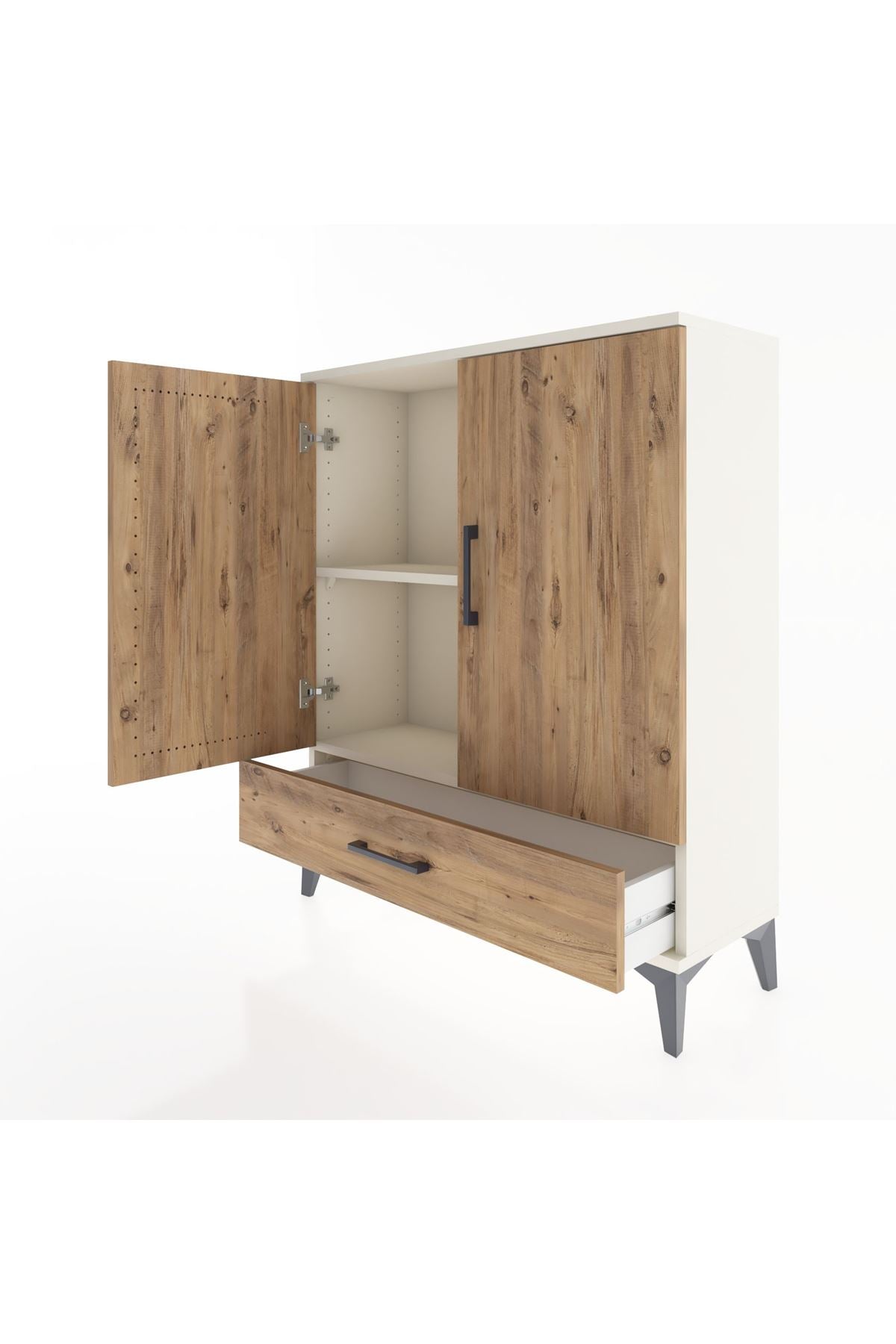 Arges Şifonyer 2 Raflı Tek Çekmeceli 2 Kapaklı 88x30x106 Aytaşı-Çam