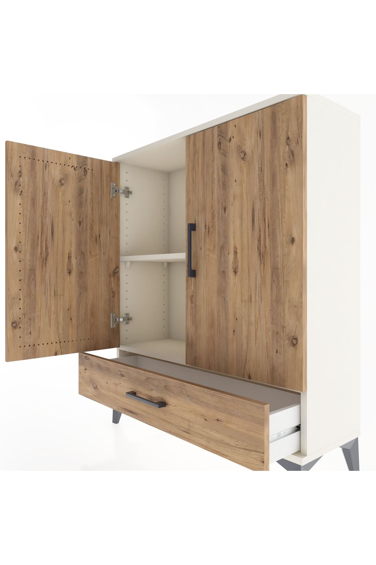 Arges Şifonyer 2 Raflı Tek Çekmeceli 2 Kapaklı 88x30x106 Aytaşı-Çam