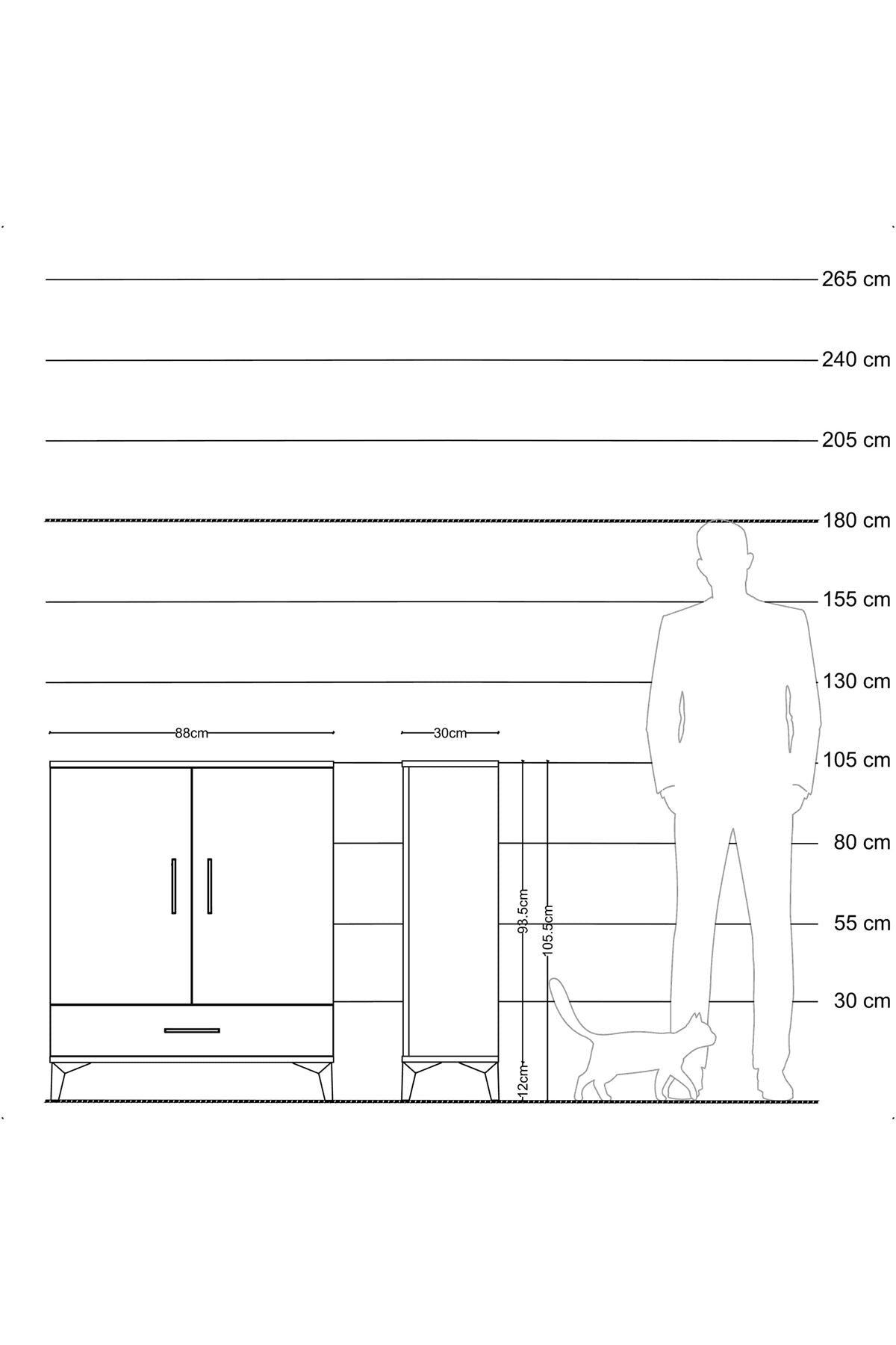 Arges Şifonyer 2 Raflı Tek Çekmeceli 2 Kapaklı 88x30x106 Aytaşı-Çam