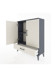 Arges Şifonyer 2 Raflı Tek Çekmeceli 2 Kapaklı 88x30x106 Antrasit-Aytaşı