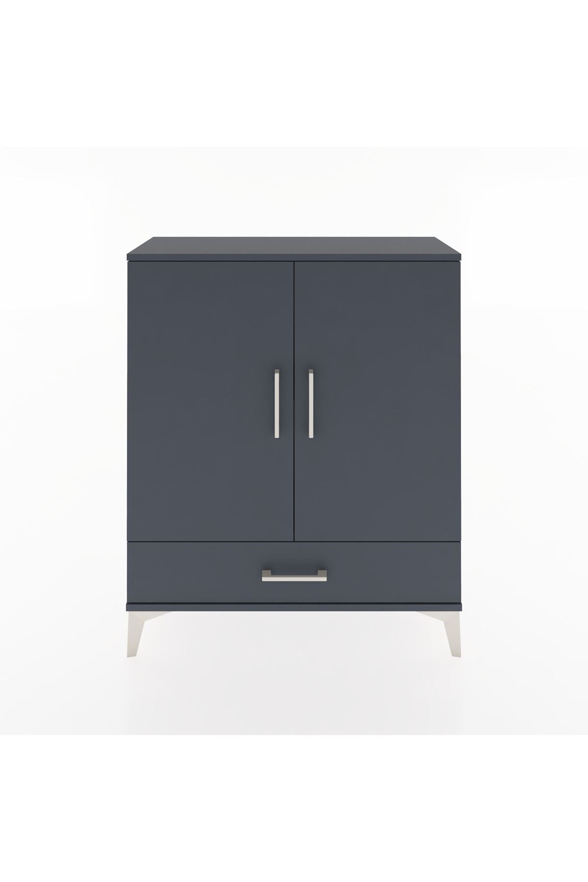 Arges Şifonyer 2 Raflı Tek Çekmeceli 2 Kapaklı 88x30x106 Antrasit-Antrasit