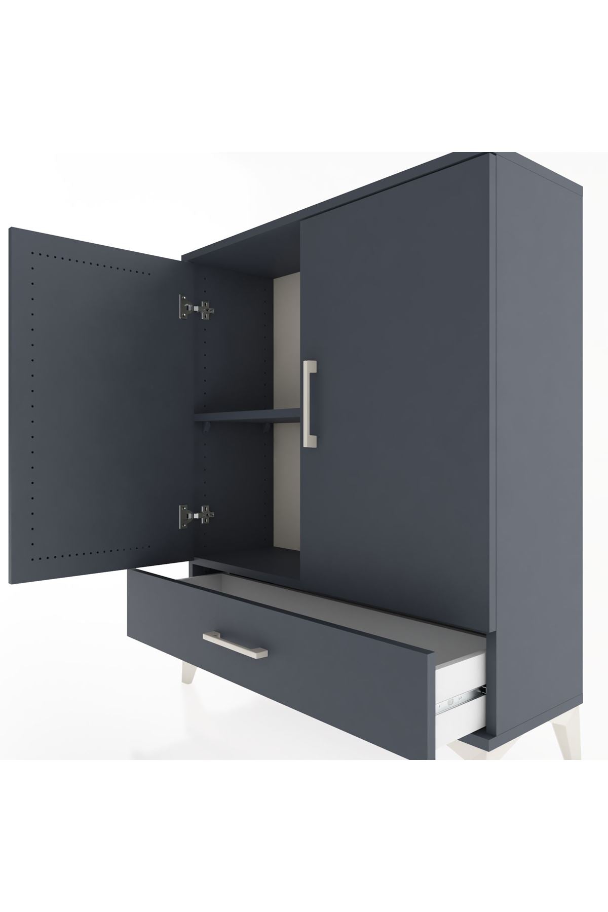 Arges Şifonyer 2 Raflı Tek Çekmeceli 2 Kapaklı 88x30x106 Antrasit-Antrasit